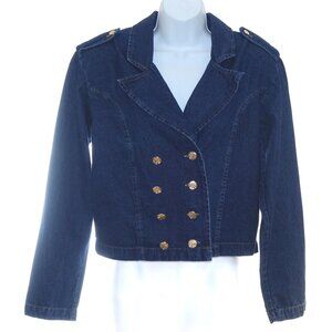 Vintage Forenza Jean Jacket Sz 12 Military Epaulette 80's-90's Double Breasted C